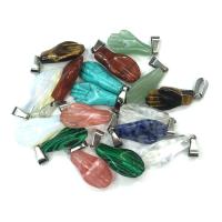 Gemstone Pendants Jewelry, Natural Stone, Hand, different materials for choice & Unisex, more colors for choice, 11x23mm, Sold By PC