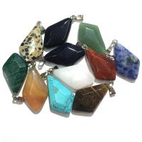 Gemstone Přívěsky Šperky, Přírodní kámen, Rhombus, různé materiály pro výběr & unisex & tváří, více barev na výběr, 15x25mm, Prodáno By PC