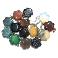 Gemstone Pendants Jewelry, Natural Stone, Flower, different materials for choice & Unisex, more colors for choice, 20mm, Sold By PC