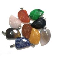 Gemstone Pendants Jewelry, Natural Stone, different materials for choice & Unisex & faceted, more colors for choice, 16x24mm, Sold By PC