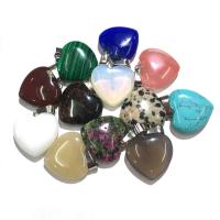 Gemstone Pendants Jewelry, Natural Stone, Heart, different materials for choice & Unisex, more colors for choice, 20mm, Sold By PC