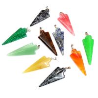 Gemstone Pendants Jewelry, Natural Stone, arrowhead, different materials for choice & Unisex, more colors for choice, 18x42mm, Sold By PC