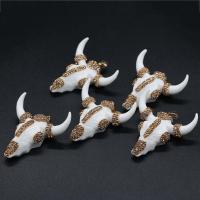 Acrylic Pendants, with Rhinestone Clay Pave, imitation ox bone & Unisex, white, 26x30mm, Sold By PC