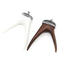 Acrylic Pendants with Rhinestone Clay Pave Fork imitation ox bone & Unisex 30x80- Sold By PC