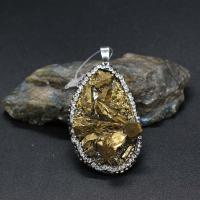 Gemstone Pendants Jewelry Resin with Rhinestone Clay Pave & Gemstone irregular druzy style & Unisex 35x50- Sold By PC