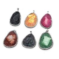 Gemstone Pendants Jewelry, Resin, with Rhinestone Clay Pave & Gemstone, irregular, imitation druzy quartz & Unisex, more colors for choice, 35x50-45x55mm, Sold By PC