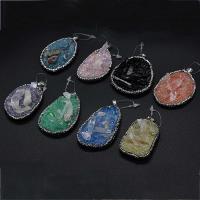 Gemstone Pendants Jewelry Resin with Rhinestone Clay Pave & Gemstone irregular imitation druzy quartz & Unisex 35x50- Sold By PC