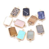 Gemstone Connector, Natural Stone, with Brass, Rectangle, gold color plated, different materials for choice & Unisex & 1/1 loop, more colors for choice, 14x28mm, Sold By PC