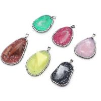 Gemstone Pendants Jewelry, Resin, with Rhinestone Clay Pave & Gemstone, irregular, Unisex, more colors for choice, 35x50-45x55mm, Sold By PC