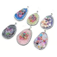 Gemstone Pendants Jewelry, Resin, with Rhinestone Clay Pave & Gemstone, irregular, Unisex, more colors for choice, 35x50-40x55mm, Sold By PC