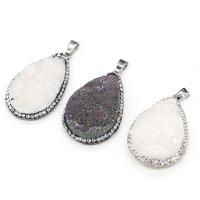 Ice Quartz Agate Pendant with Rhinestone Clay Pave Teardrop Unisex Sold By PC