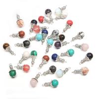 Gemstone Pendants Jewelry, Natural Stone, with Tibetan Style, platinum color plated, different materials for choice & Unisex, more colors for choice, 12x28mm, Sold By PC