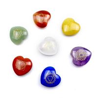pierre gemme décoration, coeur, couleurs mélangées, 20mm, 7PC/fixé, Vendu par fixé