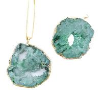 Natural Agate Druzy Pendant with Zinc Alloy gold color plated fashion jewelry 28-48mm Sold By PC