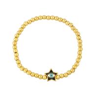 Evil Eye Jewelry Bracelet Brass Star gold color plated fashion jewelry & enamel nickel lead & cadmium free Length 6.69 Inch Sold By PC