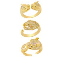 Brass Cuff Finger Ring gold color plated & micro pave cubic zirconia golden nickel lead & cadmium free 10mm Sold By PC