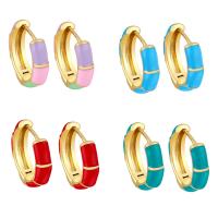 Brass Huggie Hoop Earring, gold color plated, fashion jewelry & enamel, more colors for choice, nickel, lead & cadmium free, 18x5mm, Sold By Pair