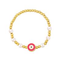 Evil Eye Jewelry Bracelet, Brass, gold color plated, fashion jewelry & enamel, more colors for choice, nickel, lead & cadmium free, 11x11mm, Length:6.69 Inch, Sold By PC