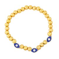 Bracelet Evil Eye bijoux, laiton, Placage de couleur d'or, bijoux de mode & émail, plus de couleurs à choisir, protéger l'environnement, sans nickel, plomb et cadmium, 10x6mm, Longueur:7.09 pouce, Vendu par PC