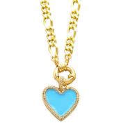 Cubic Zircon Micro Pave Brass Necklace, Heart, gold color plated, micro pave cubic zirconia & enamel, more colors for choice, nickel, lead & cadmium free, 24x25mm, Length:20.08 Inch, Sold By PC