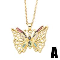 Cubic Zircon Micro Pave Brass Necklace with 1.97 extender chain Butterfly gold color plated & micro pave cubic zirconia golden nickel lead & cadmium free Length 17.72 Inch Sold By PC