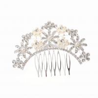 Decorative Hair Combs Zinc Alloy with Plastic Pearl plated fashion jewelry nickel lead & cadmium free Sold By PC