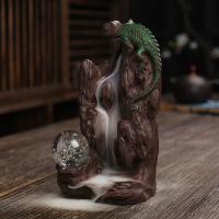 Backflow Incense Burner, Purple Clay, handmade, for home and office & durable & with LED light, 115x100x185mm, Sold By PC