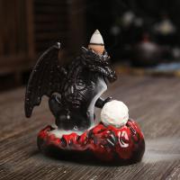 Backflow Incense Burner, Porcelain, handmade, for home and office & durable & with LED light, 123x87x107mm, Sold By PC