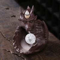 Backflow Incense Burner, Purple Clay, handmade, for home and office & durable, 106x143x132mm, Sold By PC