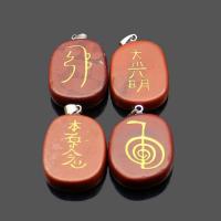 Red Jasper Pendant, Flat Oval, stoving varnish, different designs for choice, red, 20x25x6.50mm, Sold By PC