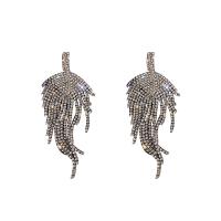 Fashion Fringe Earrings Brass Leaf plated for woman & with rhinestone nickel lead & cadmium free Sold By Pair