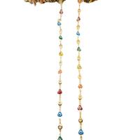 Brass Beading Chains, Three Leaf Clover, 18K gold plated, DIY & evil eye pattern & bar chain & enamel, nickel, lead & cadmium free, 7mm, Sold By Yard