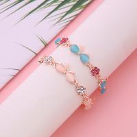 Cats Eye Bracelets, Tibetan Style, with Cats Eye, with 1.96 inch extender chain, rose gold color plated, for woman & with rhinestone, more colors for choice, Length:Approx 5.9 Inch, Sold By PC