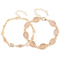 Cats Eye Bracelets, Tibetan Style, with Cats Eye, with 1.96 inch extender chain, gold color plated, different styles for choice & for woman & with rhinestone, Length:Approx 5.9 Inch, Sold By PC