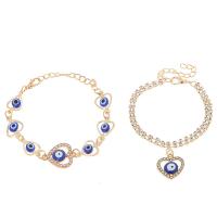 Evil Eye Jewelry Bracelet Zinc Alloy with Plastic with 1.96 inch extender chain gold color plated & for woman & with rhinestone Length Approx 5.9 Inch Sold By PC