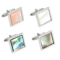 Cufflinks, Tibetan Style, with Shell, platinum color plated, for man, more colors for choice, 17x17mm, Sold By Pair