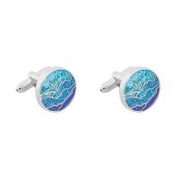 Cufflinks Zinc Alloy silver color plated for man blue Sold By Pair