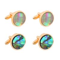Cufflinks, Tibetan Style, with Shell, gold color plated, for man, more colors for choice, 18x18mm, Sold By Pair