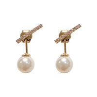 Zinc Alloy Drop Earrings plated for woman & with rhinestone Sold By Lot