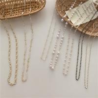 Tibetan Style Mask Chain Holder, with Plastic Pearl, gold color plated, different styles for choice & for woman, more colors for choice, 700mm, 10PCs/Lot, Sold By Lot