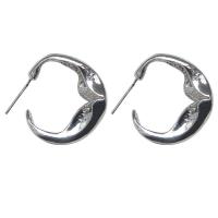 Zinc Alloy Stud Earring silver color plated for woman 21mm Sold By Lot