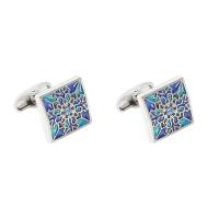 Cufflinks, Tibetan Style, bluing, for man & with rhinestone, 17x17mm, Sold By Pair