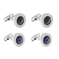 Cufflinks Zinc Alloy platinum color plated for man & with rhinestone Sold By Pair