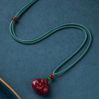 Cinnabaris Halskette, mit Grüner Chalcedon & Roter Achat & Messing, Buddha, unisex, 22x25mm, Länge:ca. 14.57 ZollInch, verkauft von PC