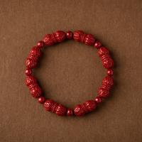 Fashion Cinnabar Bracelet, Carved, for woman, 6mm, Sold Per Approx 15-17 cm Strand