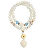 Wrap Bracelet, White Bodhi Root, with Tagua & Bodhi Root & Olivary Nucleus & Xingyue Bodhi & Boxwood & Aquamarine, different styles for choice & for woman, Length:Approx 15 cm, Sold By PC