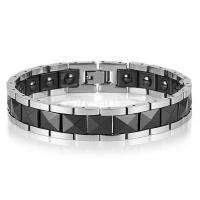 Acier titane bracelet, avec porcelaine & Acier inoxydable 316, magnétique & pour homme, plus de couleurs à choisir, 12mm, Longueur:Environ 8.46 pouce, Vendu par PC