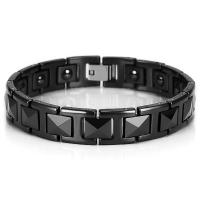Acier titane bracelet, avec porcelaine, poli, magnétique & pour homme, noire, 12mm, Longueur:Environ 8.07 pouce, Vendu par PC