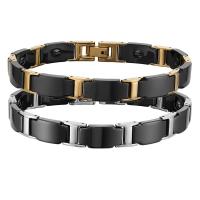 Titanium Steel Bracelet, with Black Ochre & Porcelain, plated, polished & with magnetic & for man, more colors for choice, Length:Approx 7.87 Inch, Sold By PC