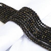 Gold Obsidian Korálek, lesklý, DIY & tváří, smíšené barvy, Prodáno za 38 cm Strand